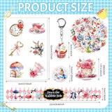 Alice In Wonderland Party Favors For Kids - 98Pcs Birthday Gift Set With Bracelets, Keychains, Tattoos, Stickers & Pins, Mad Hatter Tea Party Theme Supplies