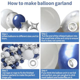 151PCS Navy Blue Silver Balloon Garland Arch Kit for Graduation Birthday Wedding Party