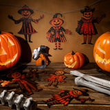 6.56Ft Halloween Vintage Garland - 7.87" Wooden Spooky Pumpkin Banner for Party Decor