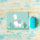 Llama Square Mousepads Desktop Notebook Mouse Mat Lovely Animal Lama Alpaca Cactus Floral Mouse Pads For Working And Gaming Office Accessories Desk 9.5X7.9 Inch