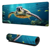 Sea Turtle Mouse Pad Large,Ocean Tropical Fish Desk Pad With Stitched Edges For Home Office Work Non-Slip Rubber Base Gaming Mouse Pad, Desk Mat, 31.5 X 15.7 In
