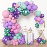 153pcs Mermaid Balloon Arch Kit Purple Pink Green Balloons for Baby Shower & Ocean Parties