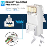 Shielded Rj45 Cat6A Cat7 Pass Through Connectors - 3 Prong 8P8C 50U Gold Plate