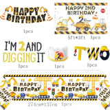 Construction Birthday Party Supplies For 2 Year Old Boy, 2Nd Birthday Decorations For Boys, Include- Backdrop, Cake, And Cupcake Toppers, Balloons, Cupcakes Wrappers, Banner