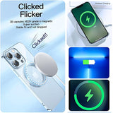 Compatible With Iphone 12 Pro Max Magnetic Glitter Case, Luxury Plating Cute Bling Clear Phone Case, Compatible With Magsafe For Women Girls With Camera Protector Back Cover - Blue