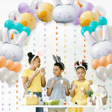 Easter Bunny Balloon Arch Cute Balloon Decorations Party Supplies Rabbit Pastel Foil Mylar Ornaments For Spring Baby Showers Kids' Birthdays Classroom Parties