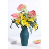 5 Pc 24Inch/61Cm Artificial Anthurium Lily Flowers Permanent For Home Decor Bouquet And Green Leaf For Bridal Wedding Festival Party,Store Decor Small Flower Bouquet Accessories (White)
