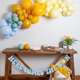 Here Comes The Son Boho Sunshine Banner - Sun, Blue Son Baby Shower Deco, Retro Sun Party