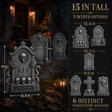 Graveyard Halloween Tombstones Decorations Outdoor: 6 Pcs Large Tombstone Halloween Yard Signs with Stakes, Realistic Scary Skeleton RIP Gravestones Lawn Cemetery Halloween Decor Front Lawn Garden Haunted House Props