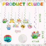 Spring Party Decorations, Hello Spring Decorations,Spring Flower Party Hanging Swirls,Hello Spring Banner And Honeycomb Centerpieces For Spring Decorations And Home Office Classroom