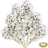 Black Gold Confetti Latex Balloons - 60 Pack 12 Inch Helium Black Gold Confetti Balloons For Wedding Graduation Baby Shower Birthday Party Decorations