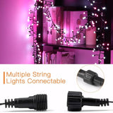 Cluster Christmas String Lights Pink &White, 400 Led 8 Twinkle Modes 13Ft Globe Fairy Lights For Xmas Tree Bedroom Indoo