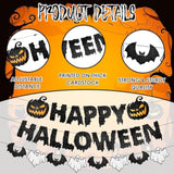 Black Glitter Halloween Banner: Spooky Pumpkin, Ghost & Bat Garland