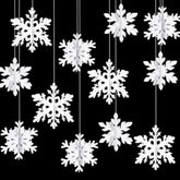 Snowflake Snow-White Christmas Party-Decorations Garland - 12Pcs 3D Winter Wonderland Frozen Hanging Streamers Banner,Baby Bridal Shower Birthday Wedding Classroom Decor Supplies