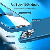 5 In 1 Designed For 13 Case, With 2 Pack Screen Protector,2 Pack Camera Lens Protector, Liquid Silicone Ultra Slim Shockproof Protective Phone Case Microfiber Lining 6.1,Blue