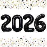 42Inch Black Foil Number Balloons 2026 New Year Party Graduation Decor