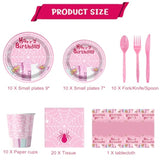 81 Pcs Pink Spider Party Tableware Set Girl Spider Birthday Party Supplies,Paper Plates,Napkins,Cup,Knives,Spoons And Forks