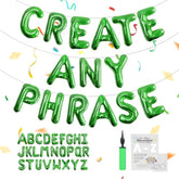 53 Pc Green Letter Balloons (A-Z) Custom Name/Phrase Set for Party Banners