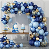 97pcs Navy Blue Balloon Garland Kit β Metallic Blue, Gold & Confetti Balloons for Party Decor