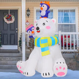 6 Ft Christmas Inflatables Bear Outdoor Decorations Blow Up Yard Penguin With Built-In Leds For Indoor Party Garden Lawn