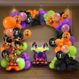 157pcs Halloween Balloon Garland Arch Kit Orange Black Green Purple Witch Foil Party Decorations