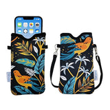 Neoprene Phone Sleeve Pouch with Crossbody Strap Navy Blue Floral