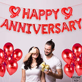 18 Inch Happy Anniversary Balloons Letters - Big Red Banner For Decorations | Heart Balloons For Party