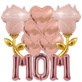 Rose Gold Mother'S Day Balloons Mom Balloons Heart Rose Party Balloons For Mother'S Day Decoration Party Decorations Theme Supplies Mom Party Balloon Set-10 Pcs