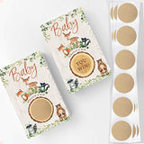 Baby Shower Game – Woodland Scratch Off Cards For Boy Or Girl, Forest Animal Theme, 30 Cards & Stickers