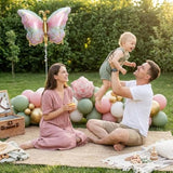 Spring Flower Balloon Garland Kit With Green Pink Gold Balloons Flower & Butterfly Foil Balloons For Baby In Bloom Decorations Butterfly Birthday Garden Tea Party Decorations