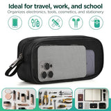 Breathable Mesh Nylon Travel Organizer - Portable Cable Pouch & Tool Case For Laptop Charger, Mouse, Power Bank, Usb Cords, Adapters, Small Tools. Compact & Lightweight. Black
