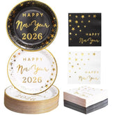 100-Piece New Year 2026 Plates and Napkins Party Supplies Serves 50