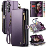 Compatible With Samsung Galaxy S24 Plus Case Wallet With Rfid Blocking Card Holder For Women, Pu Leather Magnetic Snap Flip Zipper Strap Phone Case Fit For Galaxy S24 Plus 5G 6.7", Purple