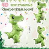 2 Pack Self Standing 4D Alligator Crocodile Balloons Foil Inflatable Balloons For Birthday Jungle Safari Theme Party Baby Shower Decorations