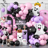 Halloween Balloon Arch Kit - Black, Pink, Purple with Ghost & Pumpkin Foil Balloons Decor