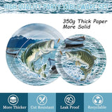 170Pcs Gone Fishing Party Decorations Fishing Birthday Party Decorations Include Plates, Cups, Cutlery, Banner, Tablecloth For Ofishally One Birthday Decorations, Serve 24