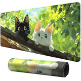 Black And White Cat Desk Pad Mouse Pad,Extend Xl Mouse Mat With Stitched Edges,Non-Slip Rubber Base Large Mousepad For Office Pc Keyboard Laptop And Home Work Desk Mat(31.5X11.8 In)