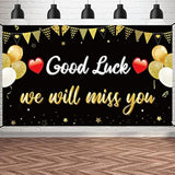 We Will Miss You Good Luck Banner – Black & Gold Farewell Party Decorations