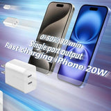 Dual Usb C Charger Block For Apple Watch Iwatch Iphone Ipad Airpods Pro, Type C Fast Charging 20W Pd Power Adapter Plug Cube 1 Pack White