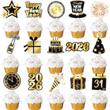 48pcs New Year 2026 Countdown Clock Cupcake Toppers Party Decor