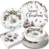 200 Pcs 200 Pcs Christmas Party Supplies Christmas Plates And Napkin Set Xmas Paper Plates Dinnerware Disposable Xmas Dinner Dessert Plate Napkin For 50 Guest Party (Fresh)