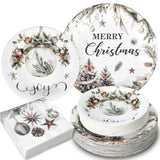 200 Pcs 200 Pcs Christmas Party Supplies Christmas Plates And Napkin Set Xmas Paper Plates Dinnerware Disposable Xmas Dinner Dessert Plate Napkin For 50 Guest Party (Fresh)