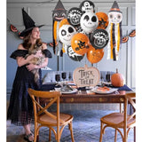 Halloween Balloon Set 50PCS Black Orange White Ghost Pumpkin Balloons for Spooky Party Decor