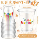 50 Pcs Happy Birthday Cups 12 Oz Birthday Plastic Glasses Clear Disposable Cups Theme Drinking Glasses For Home Kitchen Theme Party Favors Supplies Decoration