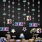 Iridescent 13th Birthday Decorations, 2012 Glitter Streamer Banner for Teens
