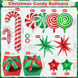 32pcs Christmas Foil Balloons Candy Cane Star Gift Box Party Decorations