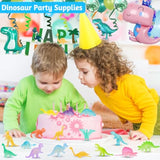 16Pcs Glow In Dark Mini Dinosaur Figures For Kids Birthday Party Favors Supplies Dino Cupcake Topper Decoration Goodie Treat Bag Stuffers Pinata Fillers Treasure Carnival Prizes Small Bulk Toy Trinket