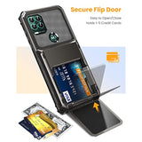 For Moto G Stylus 5G 2021 Case Wallet 5 Credit Card Holder Flip Cover Id Slot Back Pocket Dual Layer Anti-Scratch Hard Shell Tough Protective Bumper For Moto G Stylus 5G 2021 Gunmetal Bronze