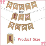 Boots or Bows Gender Reveal Banner — Burlap Baby Shower Party Decoration