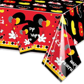 Red Cartoon Happy Birthday Party Tablecloth - Rectangular Tablecovers Disposable Plastic Table Cloth For Baby Shower Boys 1St 2Nd 3Rd 4Th 5Th 6Th Birthday Party Decorations 51.2" X 86.6"
